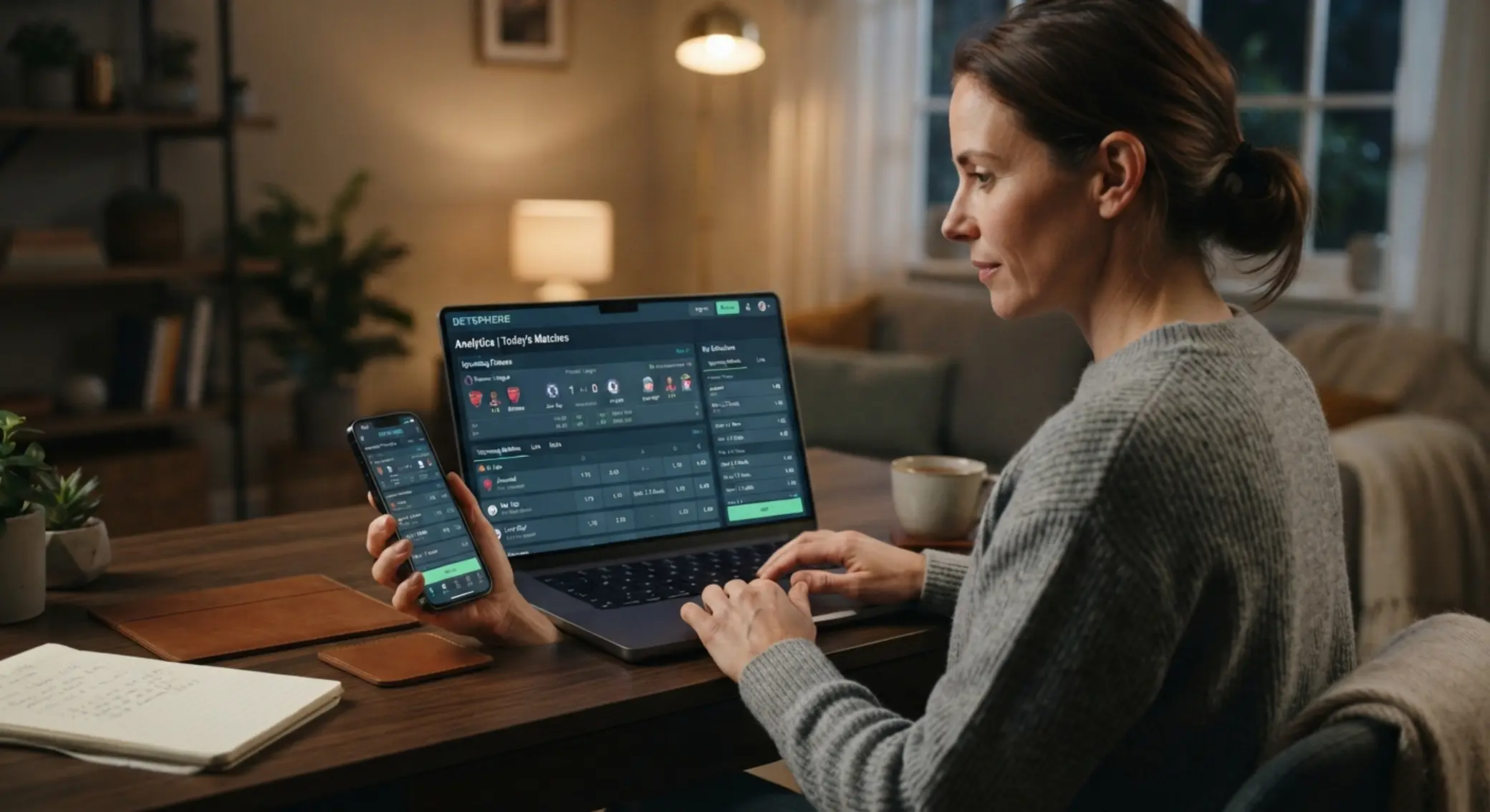 User viewing sports events inside an online account before making a first selection