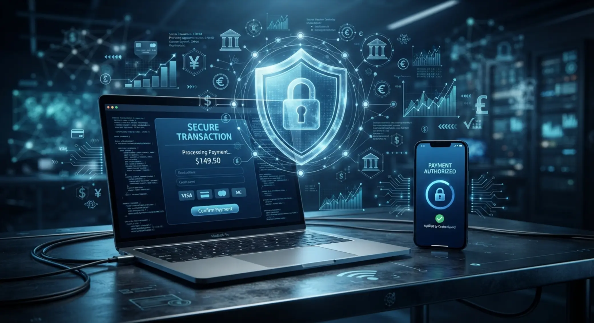Abstract secure online banking and payment protection visual