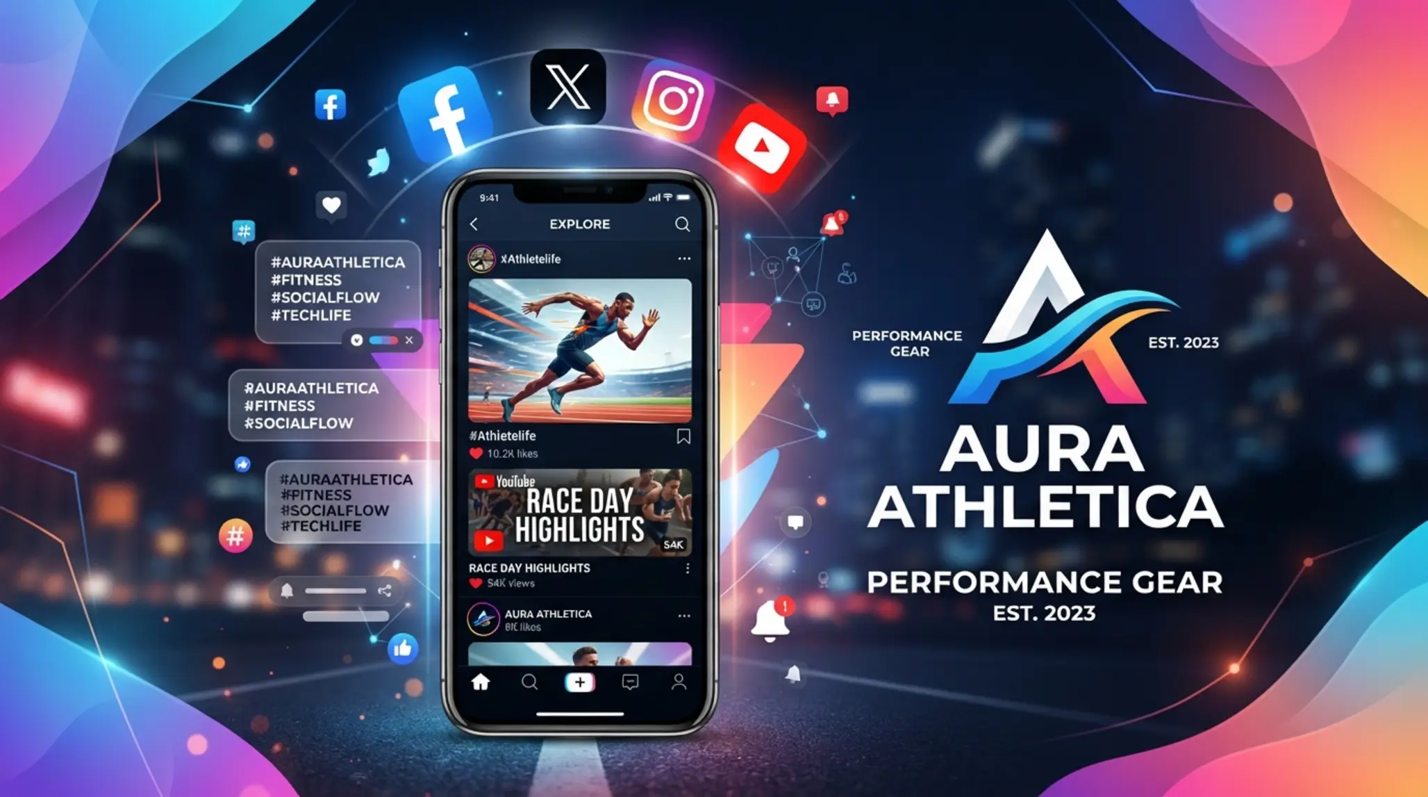Social media icons with smartphone and BetXchange themed branding