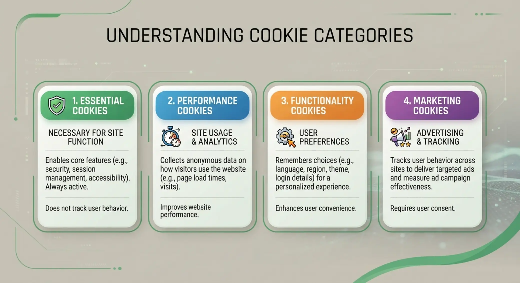 Diagram showing main categories of BetX cookies