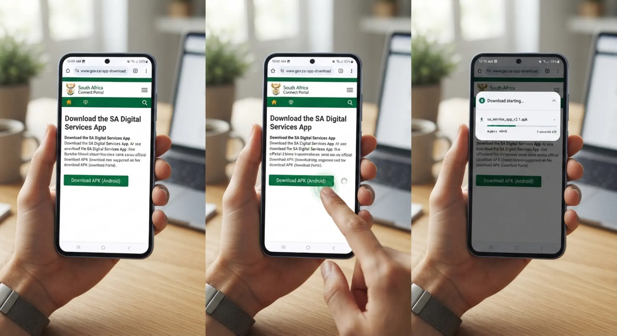 Android browser screens showing how to find the Betx APK download button