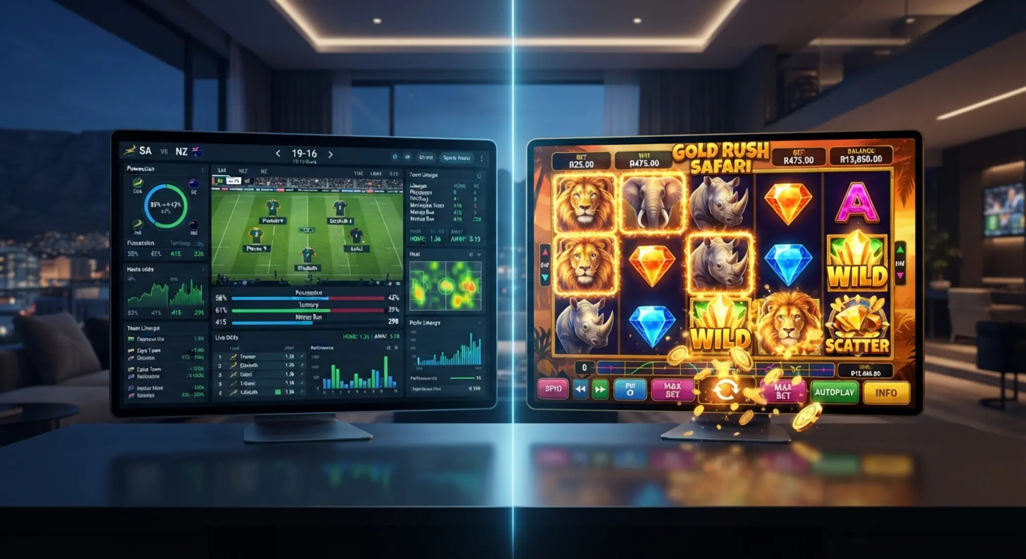 Sports and slot style options for using an R100 bonus