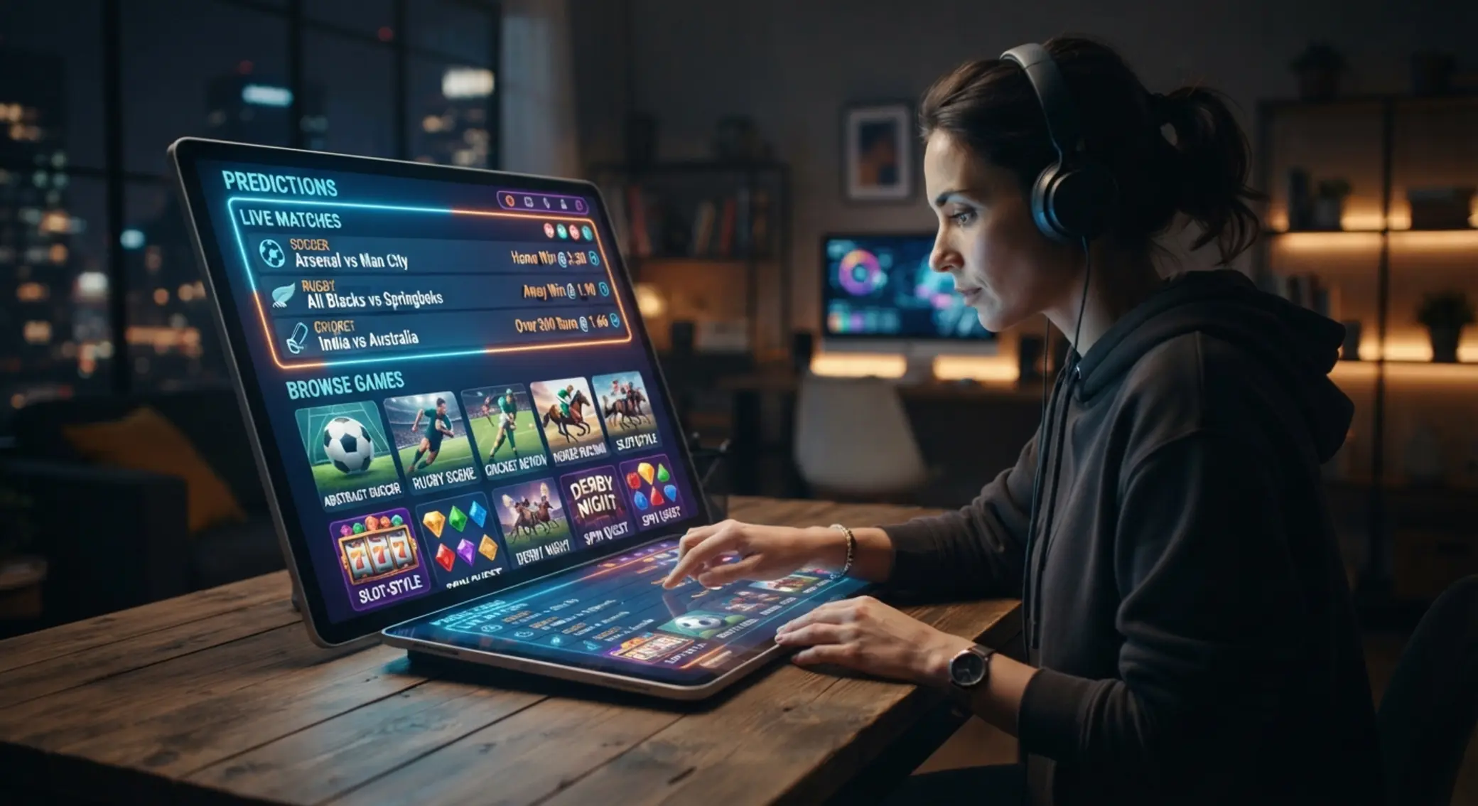 User placing sports bets and exploring games on a digital platform