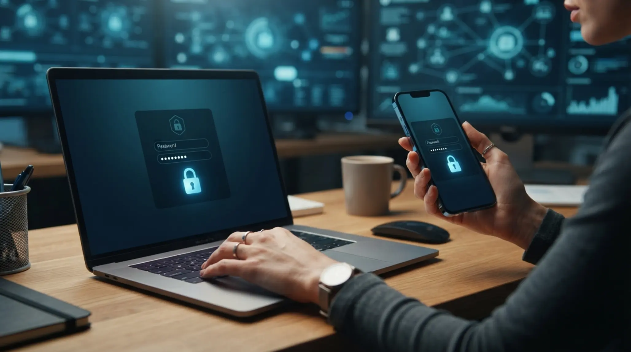 Secure account login screen with password entry and lock icon
