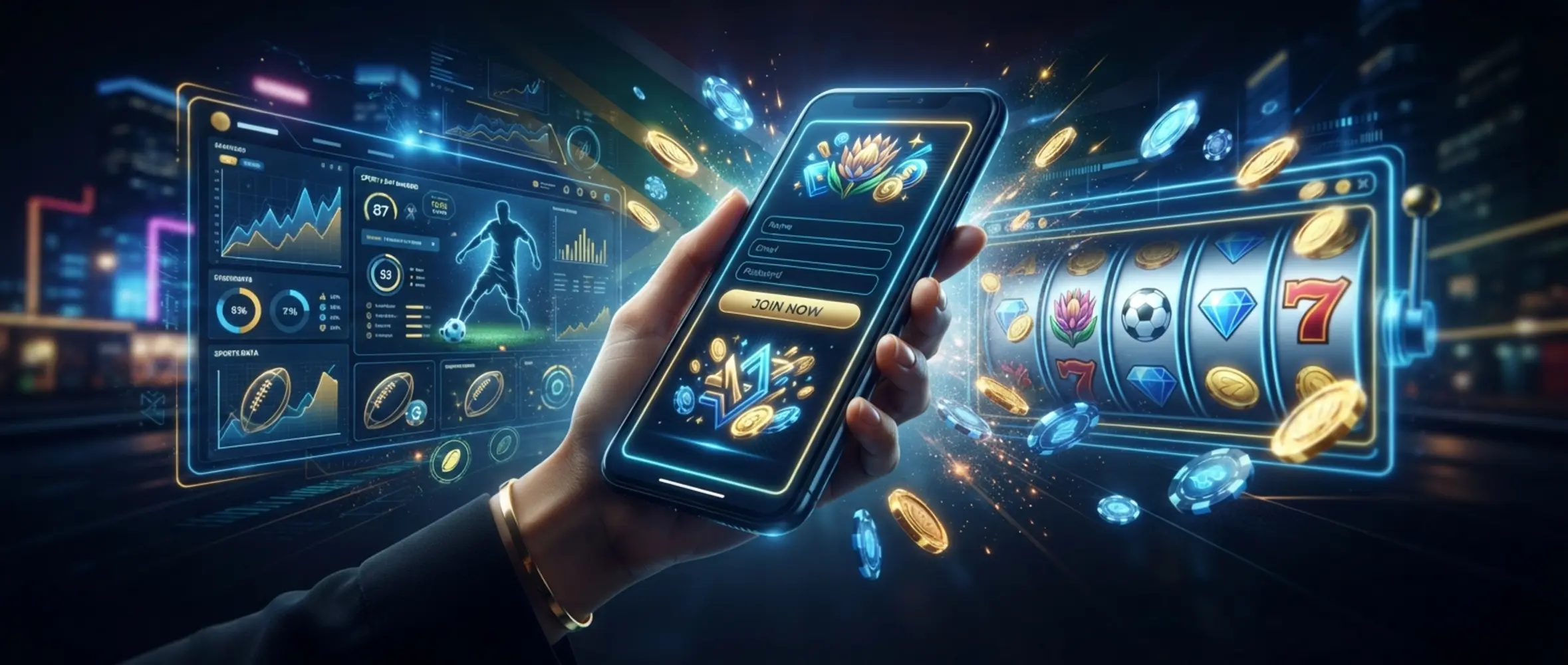 BetXchange welcome bonus themed banner with registration, mobile play and free spins visuals