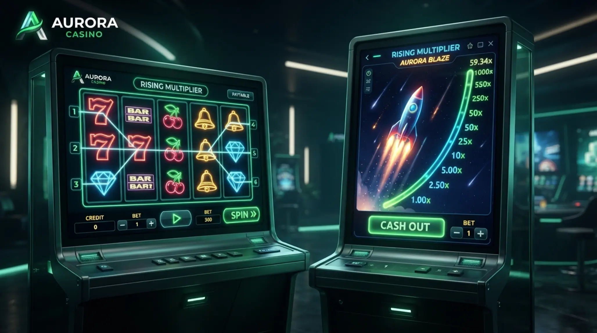 Comparison of slot game and Aviator-style fast game screens