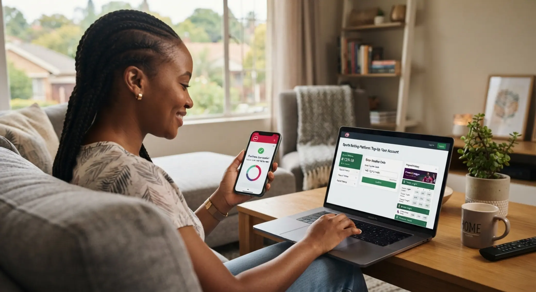 South African user buying a voucher online and entering the code on a laptop